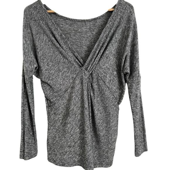 Addie Ribbed Knit Top Women’s Size Small Gray Cross Back Stretch Dolman Sleeve - Picture 3 of 4